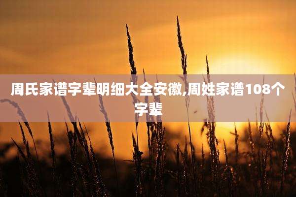 周氏家谱字辈明细大全安徽,周姓家谱108个字辈