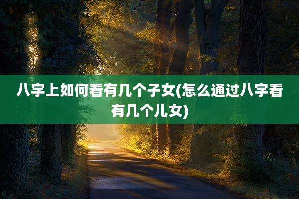 八字上如何看有几个子女(怎么通过八字看有几个儿女)