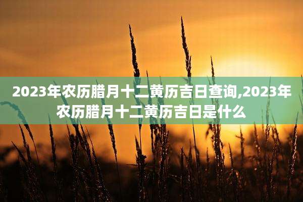2023年农历腊月十二黄历吉日查询,2023年农历腊月十二黄历吉日是什么