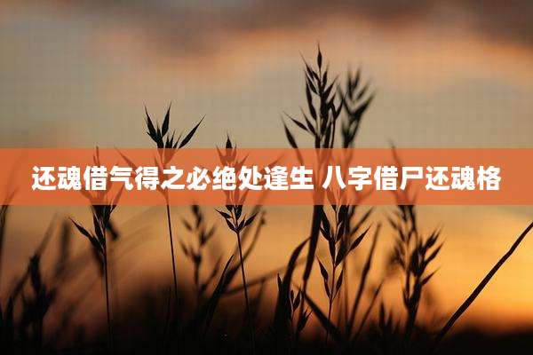 还魂借气得之必绝处逢生 八字借尸还魂格