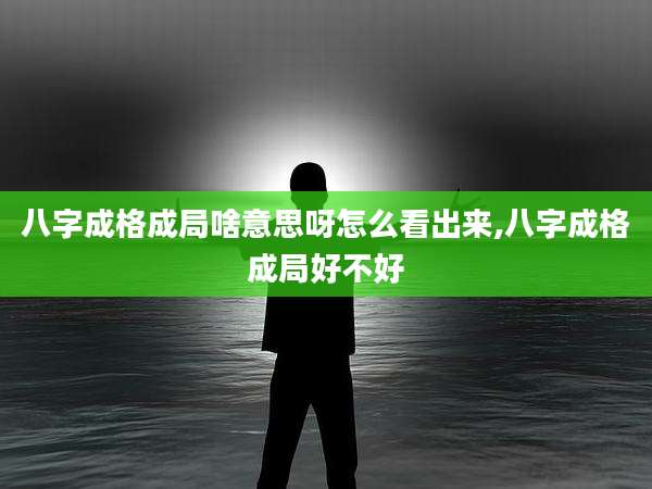 八字成格成局啥意思呀怎么看出来,八字成格成局好不好