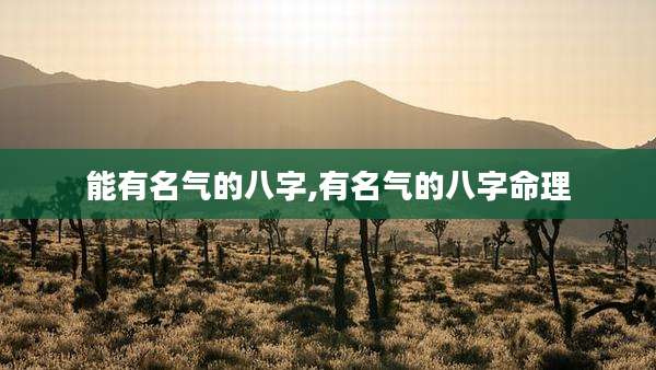 能有名气的八字,有名气的八字命理