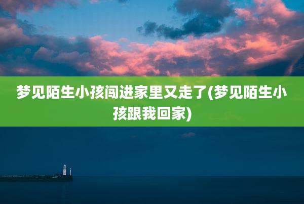 梦见陌生小孩闯进家里又走了(梦见陌生小孩跟我回家)