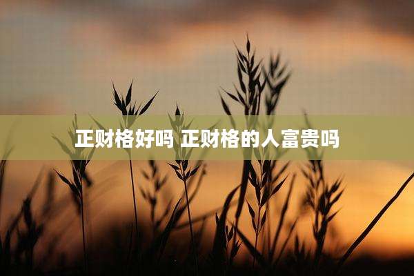 正财格好吗 正财格的人富贵吗