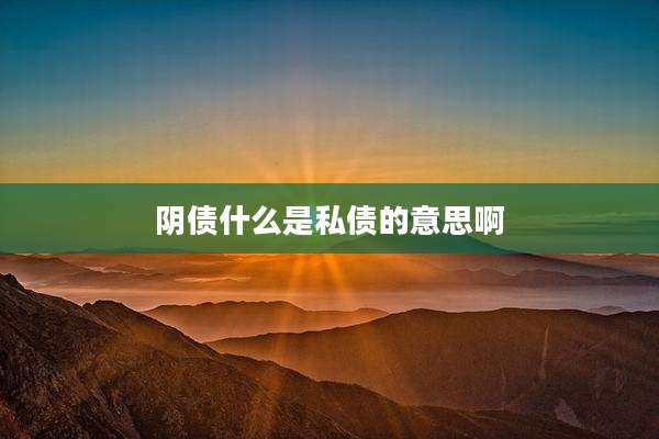 阴债什么是私债的意思啊