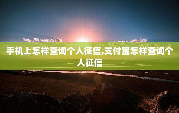 手机上怎样查询个人征信,支付宝怎样查询个人征信