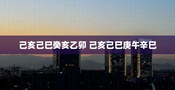 己亥己巳癸亥乙卯 己亥己巳庚午辛巳