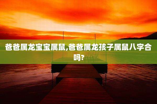 爸爸属龙宝宝属鼠,爸爸属龙孩子属鼠八字合吗?