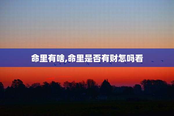 命里有啥,命里是否有财怎吗看