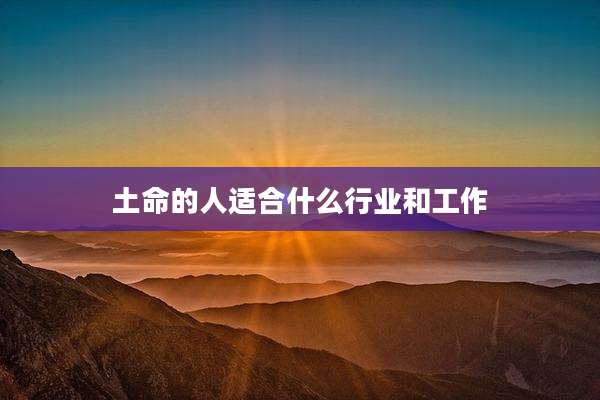 土命的人适合什么行业和工作