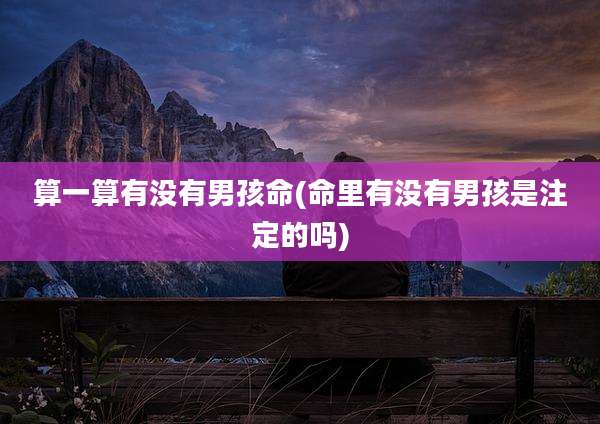 算一算有没有男孩命(命里有没有男孩是注定的吗)