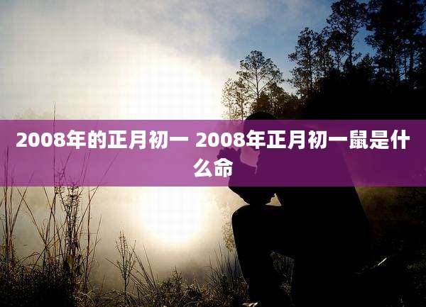 2008年的正月初一 2008年正月初一鼠是什么命