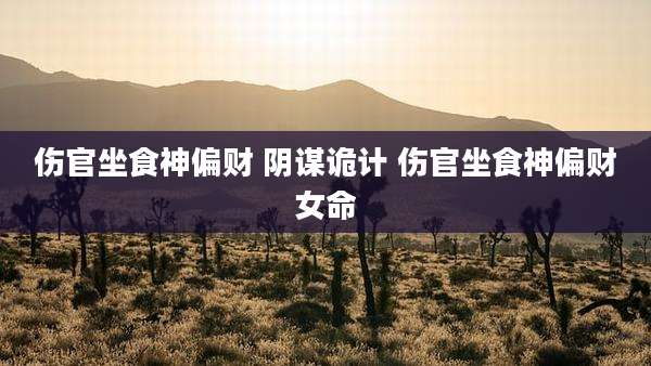 伤官坐食神偏财 阴谋诡计 伤官坐食神偏财女命