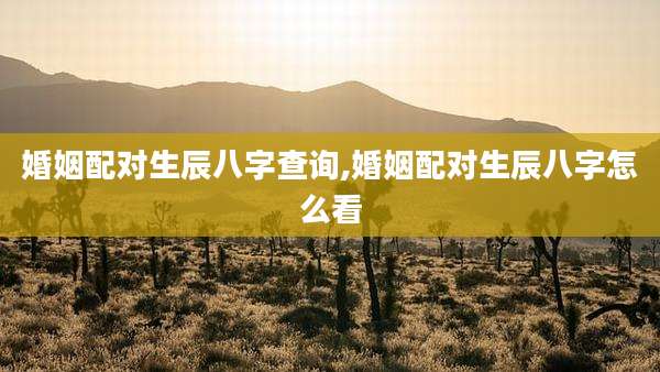 婚姻配对生辰八字查询,婚姻配对生辰八字怎么看