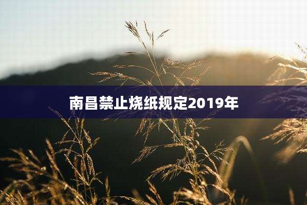 南昌禁止烧纸规定2019年