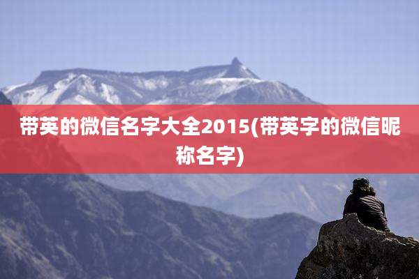 带英的微信名字大全2015(带英字的微信昵称名字)