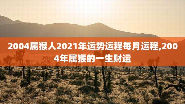 2004属猴人2021年运势运程每月运程,2004年属猴的一生财运