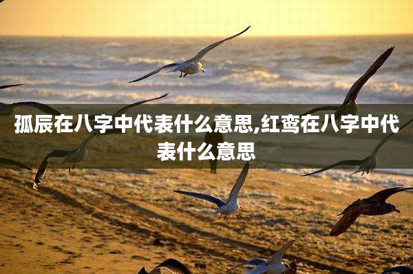 孤辰在八字中代表什么意思,红鸾在八字中代表什么意思
