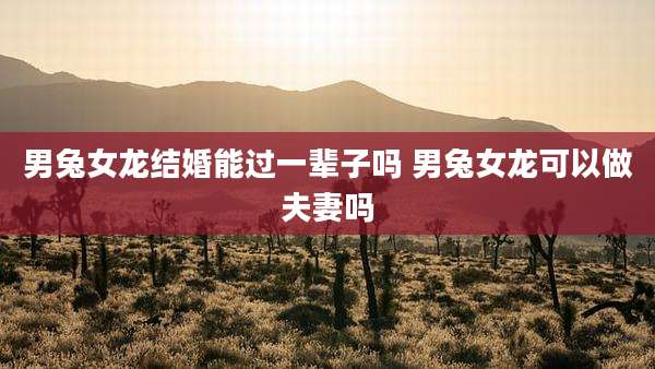 男兔女龙结婚能过一辈子吗 男兔女龙可以做夫妻吗