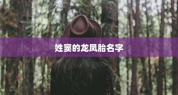 姓窦的龙凤胎名字