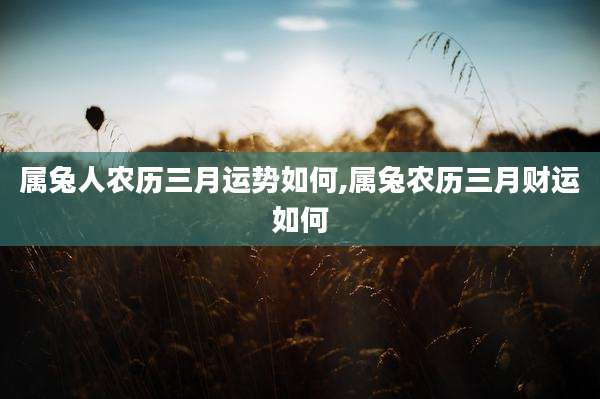 属兔人农历三月运势如何,属兔农历三月财运如何