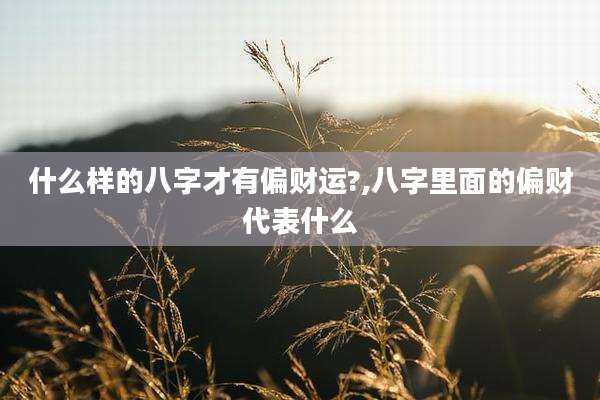 什么样的八字才有偏财运?,八字里面的偏财代表什么