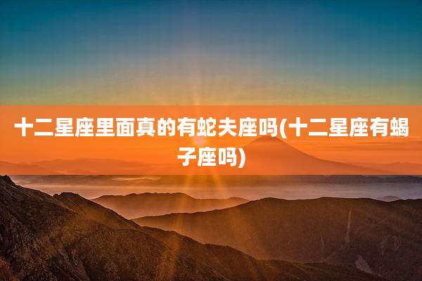 十二星座里面真的有蛇夫座吗(十二星座有蝎子座吗)