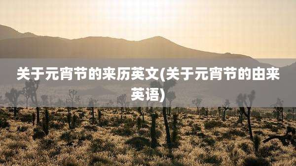 关于元宵节的来历英文(关于元宵节的由来英语)