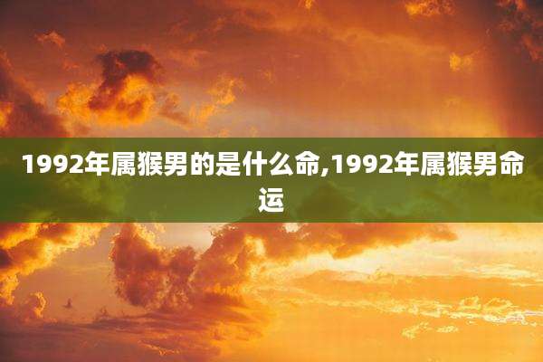 1992年属猴男的是什么命,1992年属猴男命运