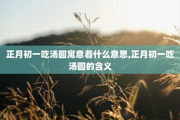 正月初一吃汤圆寓意着什么意思,正月初一吃汤圆的含义
