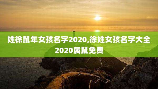 姓徐鼠年女孩名字2020,徐姓女孩名字大全2020属鼠免费