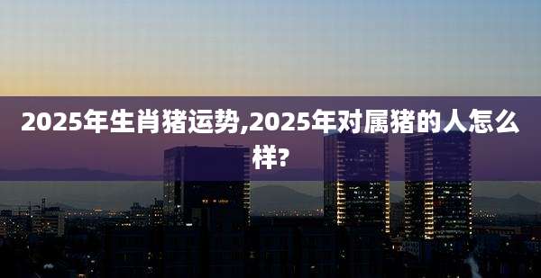 2025年生肖猪运势,2025年对属猪的人怎么样?