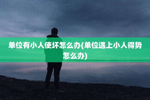 单位有小人使坏怎么办(单位遇上小人得势怎么办)