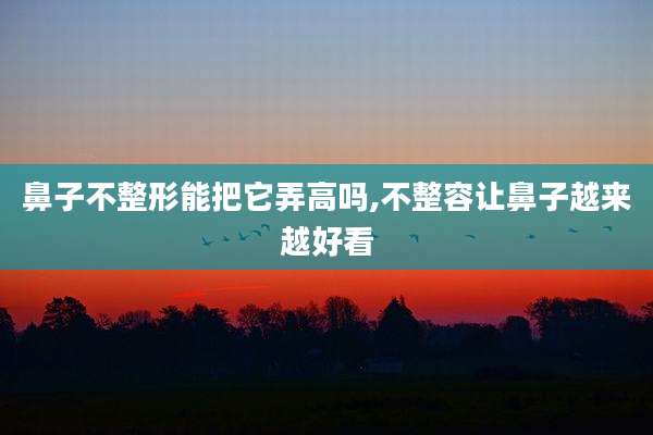 鼻子不整形能把它弄高吗,不整容让鼻子越来越好看
