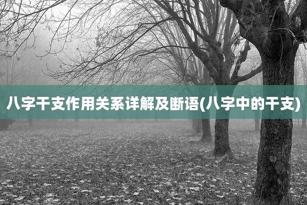 八字干支作用关系详解及断语(八字中的干支)