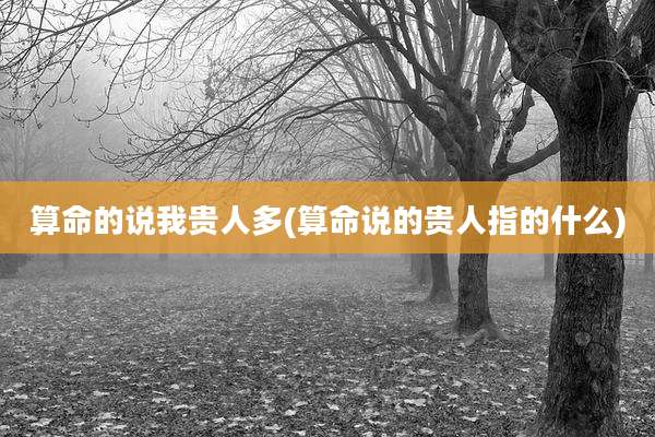 算命的说我贵人多(算命说的贵人指的什么)