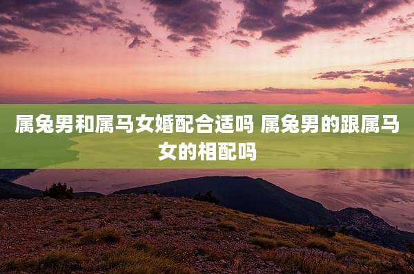 属兔男和属马女婚配合适吗 属兔男的跟属马女的相配吗