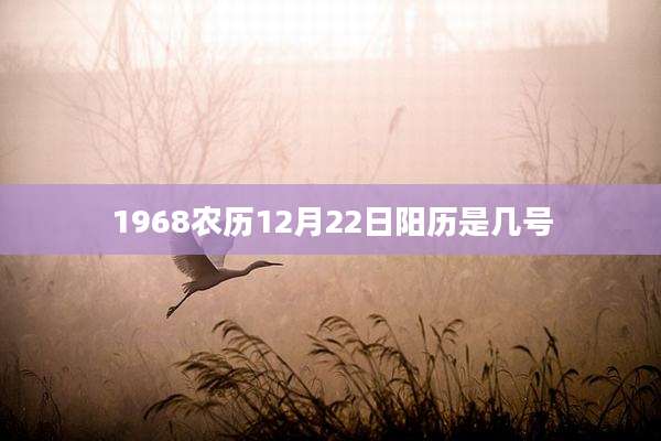 1968农历12月22日阳历是几号