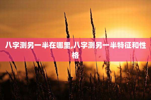 八字测另一半在哪里,八字测另一半特征和性格