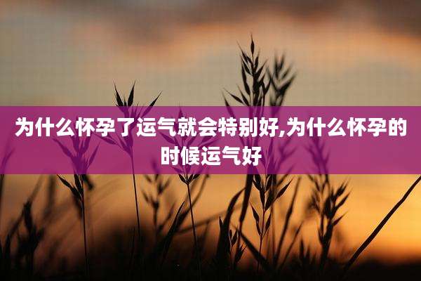 为什么怀孕了运气就会特别好,为什么怀孕的时候运气好