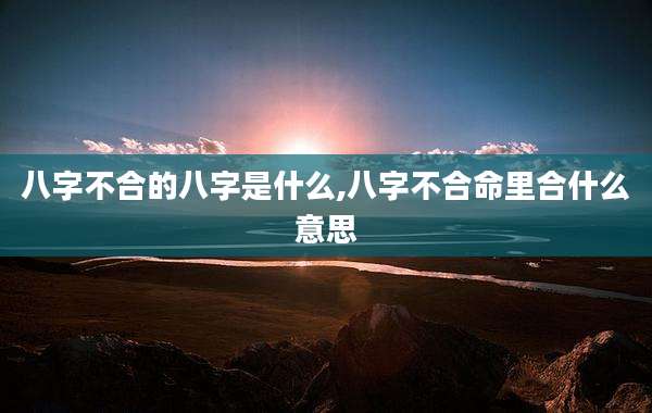 八字不合的八字是什么,八字不合命里合什么意思