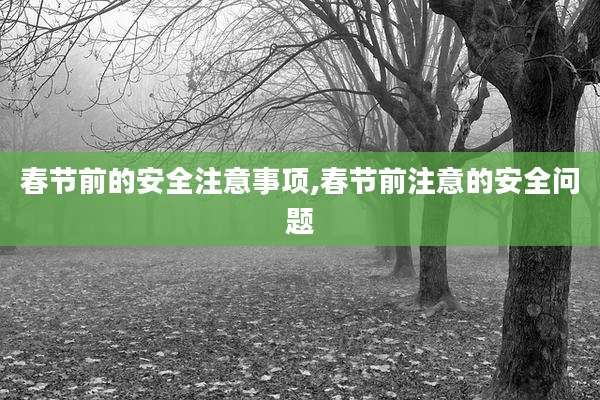 春节前的安全注意事项,春节前注意的安全问题