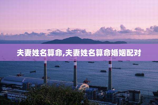 夫妻姓名算命,夫妻姓名算命婚姻配对