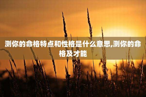 测你的命格特点和性格是什么意思,测你的命格及才能