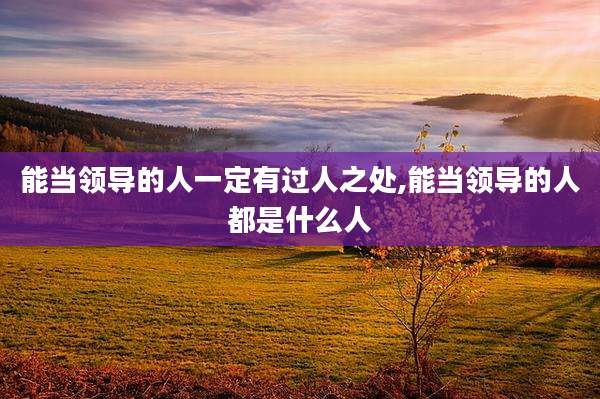 能当领导的人一定有过人之处,能当领导的人都是什么人