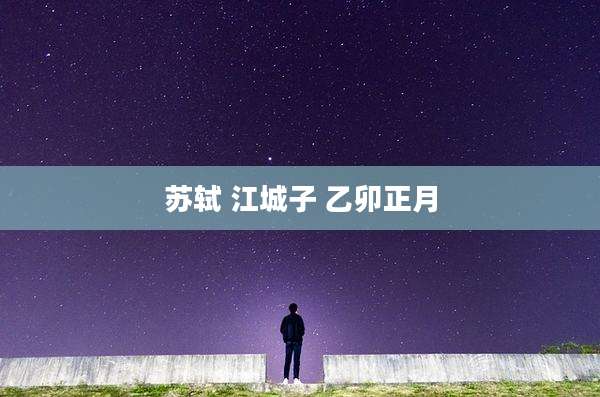 苏轼 江城子 乙卯正月