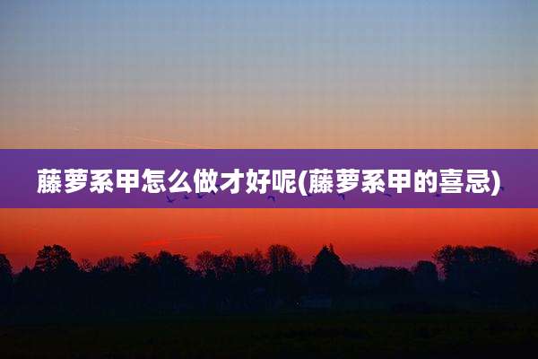 藤萝系甲怎么做才好呢(藤萝系甲的喜忌)