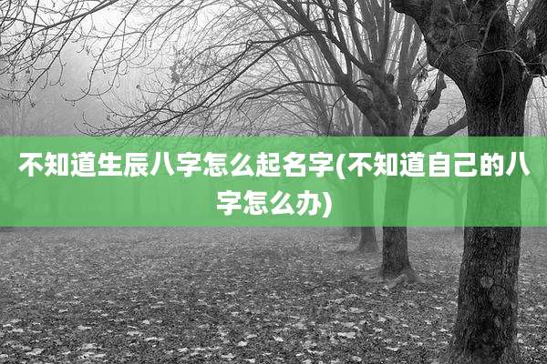 不知道生辰八字怎么起名字(不知道自己的八字怎么办)