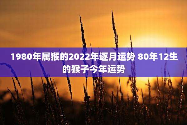 1980年属猴的2022年逐月运势 80年12生的猴子今年运势