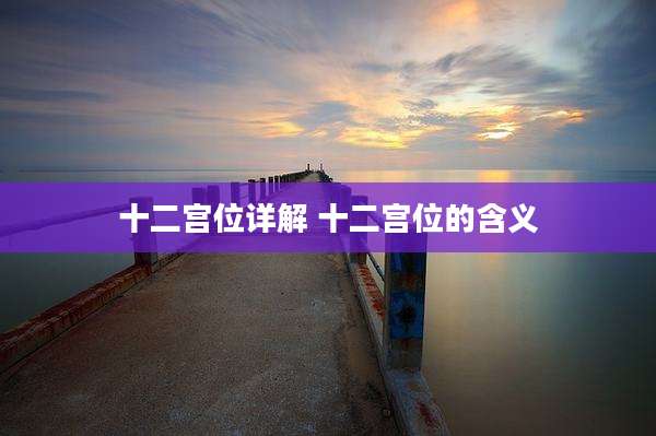 十二宫位详解 十二宫位的含义